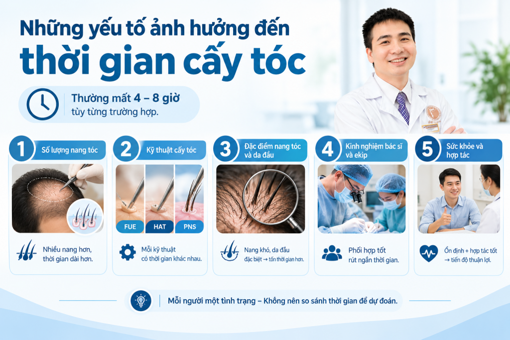 Yếu tố ảnh hưởng đến thời gian cấy tóc